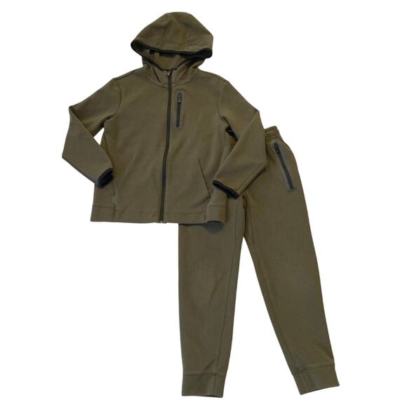 Old Navy Active Boys Dynamic Fleece Jogger Set Medium 8 Olive Green Reflective - Picture 1 of 15